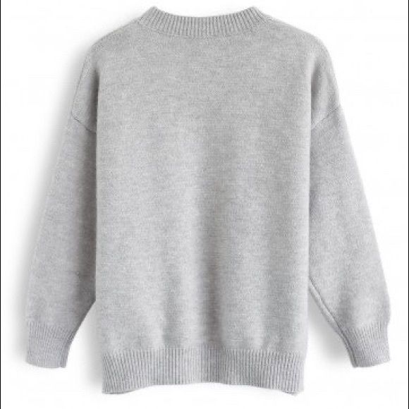 Pom Pom Embellished Knit Sweater in Grey - Picture 5 of 5